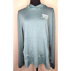 MOMS ON THE RUN Hooded Performance Athletic Top Thumbholes Pocket Green XXL